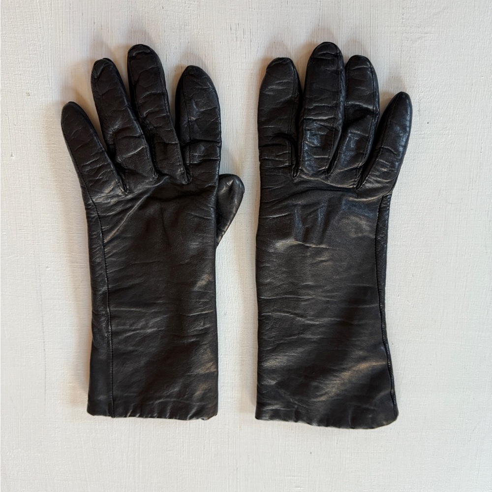 ARIS Vintage Leather Gloves With Cashmere Lining Women’s Size 7 Black